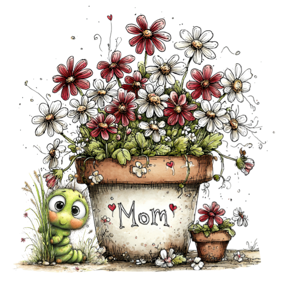 Red and White Daisy Mom Sticker | Floral Cottagecore Sticker | Waterproof Vinyl Sticker | Mother’s Day Gift