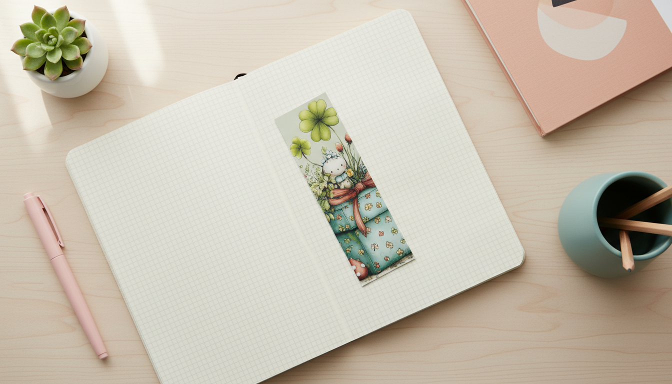 Shamrock Gold Lucky Gift Bookmark | 2x6 St. Patrick’s Day Clover Present Book Marker | Double Sided Premium Photo Paper