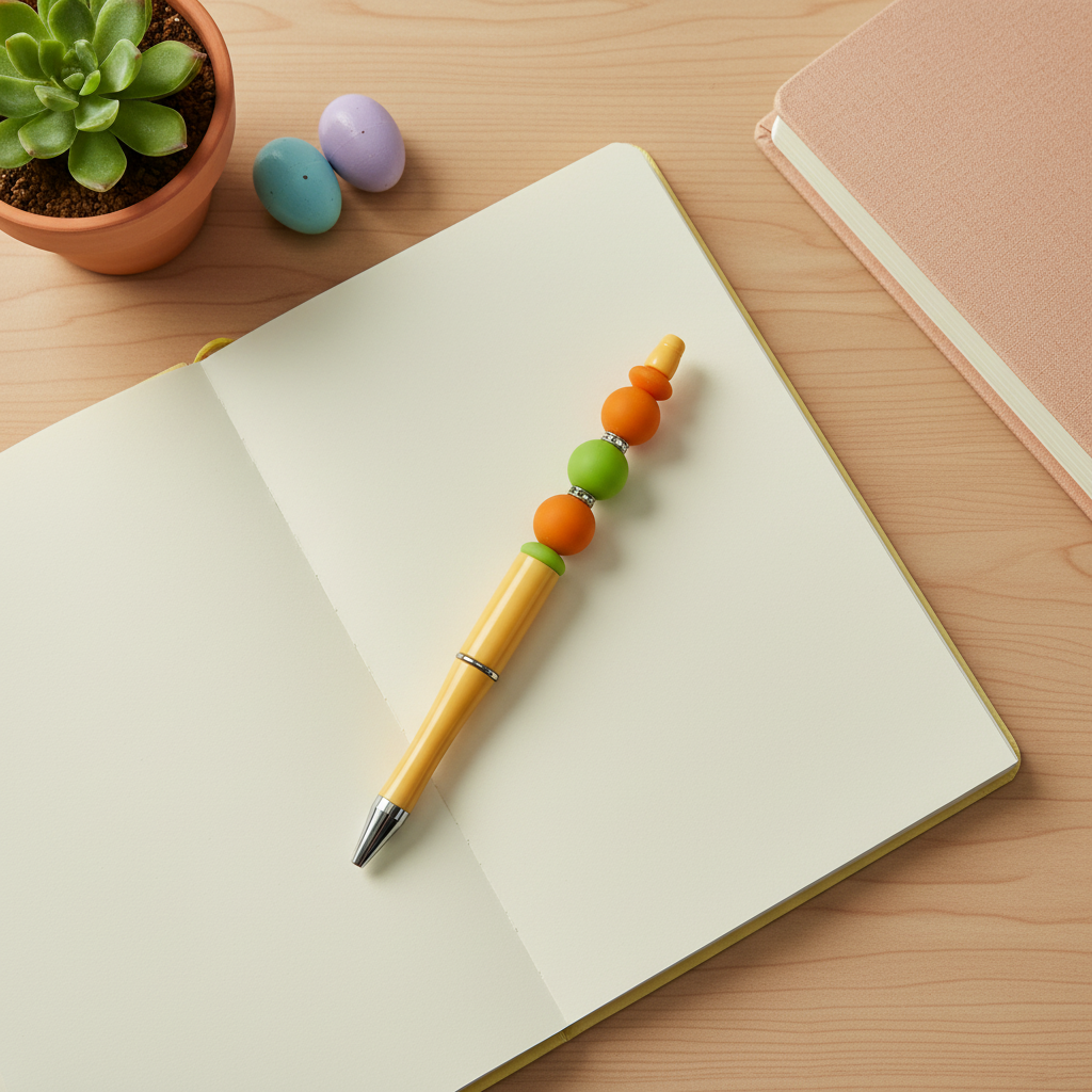 Spring Beaded Pen | Yellow Orange Green Pen | Easter Pen | Bright Color Pen | Cute Planner Pen | Kimber Kaye Designs