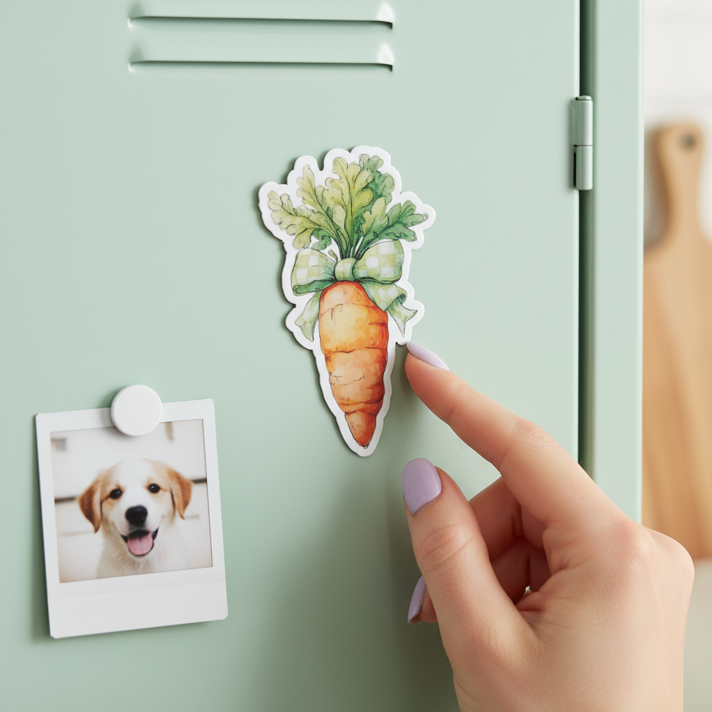 Cozy Carrot Magnet | Cute Bunny Carrot Decor | Cottagecore Fridge Magnet | Spring Kitchen Decor | Easter Gift Idea | Whimsical Carrot Art