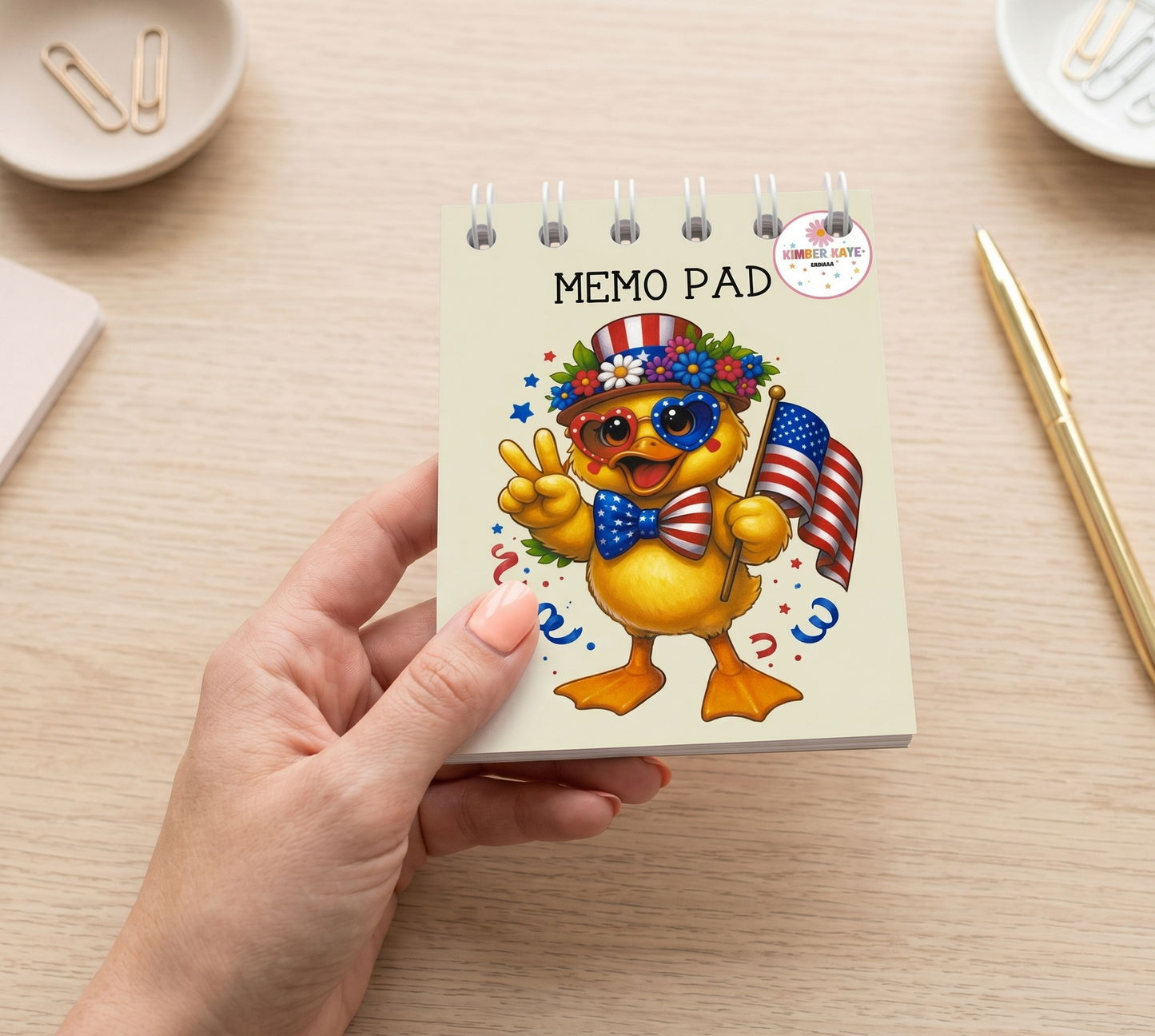 Peace, Love & Liberty Duck Memo Pad – Fun Patriotic Desk Notes