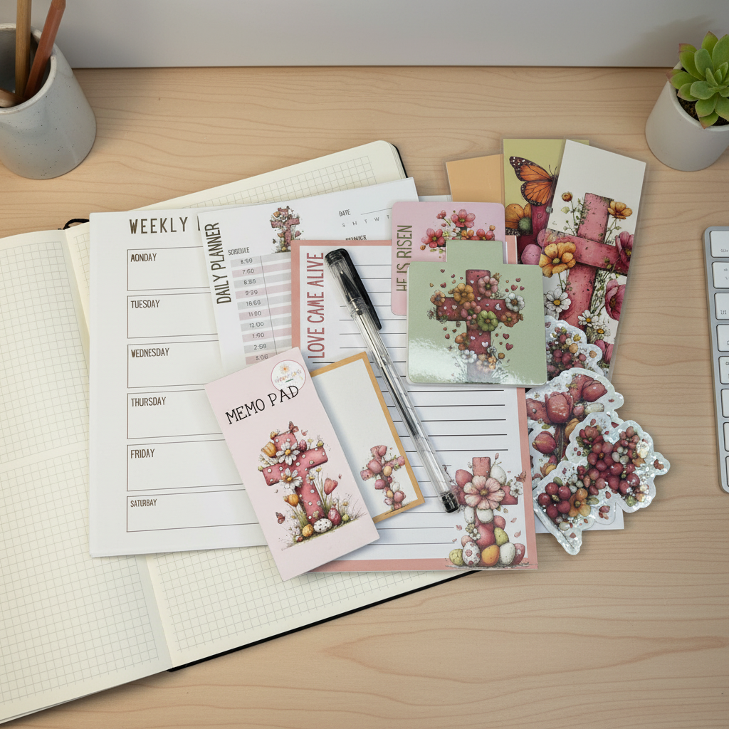 Grace Blooms Here Collection Bundle | Christian Easter Gift Box | Faith Stationery & Planner Set