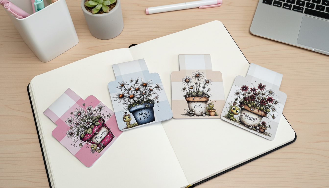 Petals & Plans Magnetic Bookmark| Individual or Set of 4 | Floral Magnetic Bookmarks | Mother’s Day Gift | Cute Reading Accessories