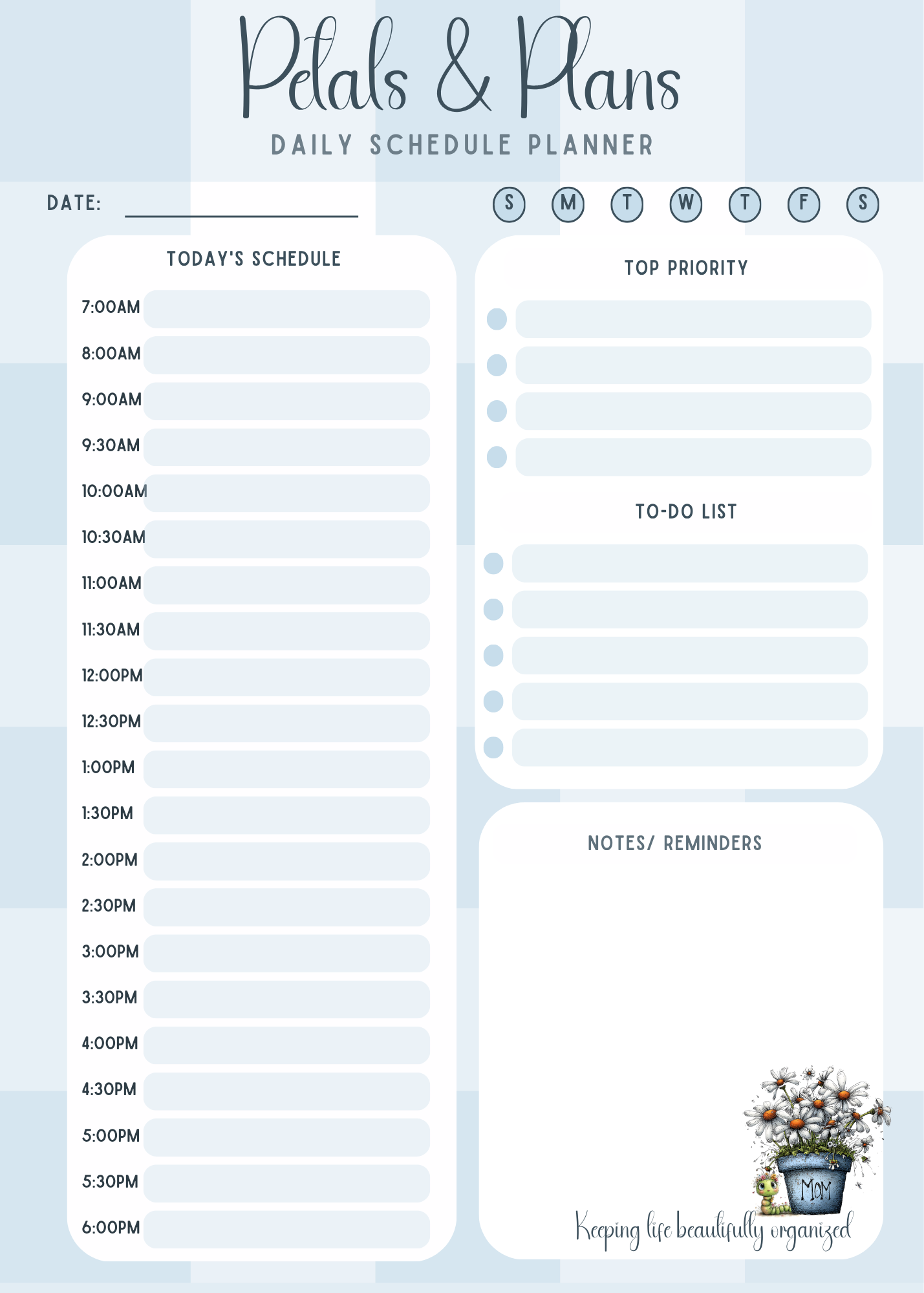 Petals & Plans Daily Planner | Hourly Schedule Planner Pad | Floral Productivity Planner | Mother’s Day Gift Idea