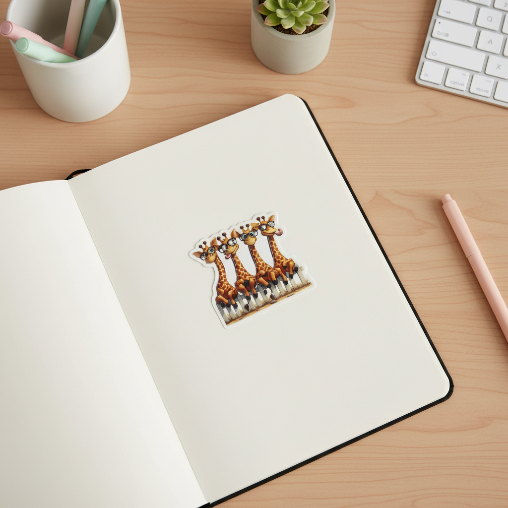 Giraffes on the Fence Sticker – Cute & Goofy Animal Design