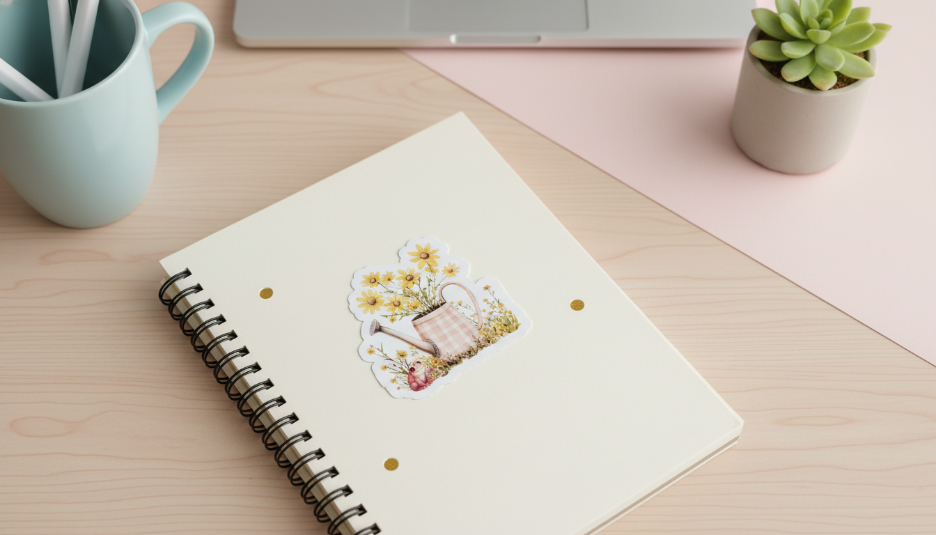 Daisy Daydreams Watering Can Sticker | Cottagecore Frog Sticker | Floral Vinyl Sticker 3 Inch | Cute Spring Laptop Water Bottle Decal