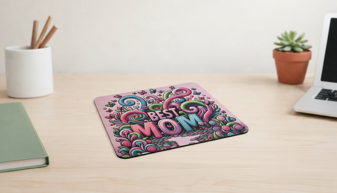 Best Mom Mouse Pad | Colorful Floral Butterfly Mousepad | Gift for Mom Desk Accessory | Sublimated 9x8 Mouse Pad | Mother’s Day Gift Idea