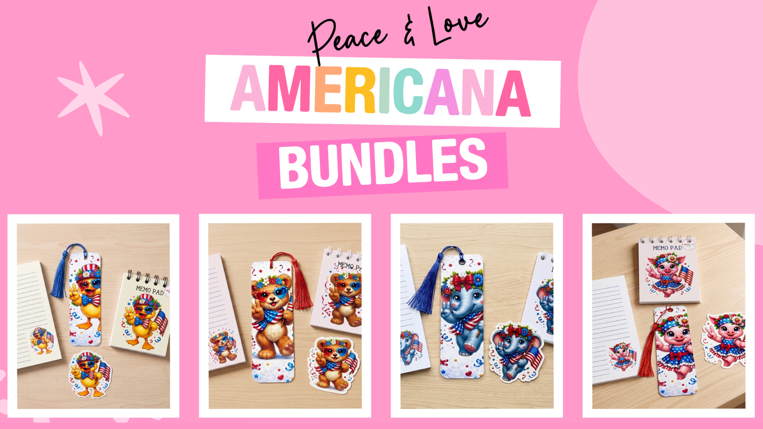 Featured image for Peace & Love Series – Americana Animal Stationery Collection collection