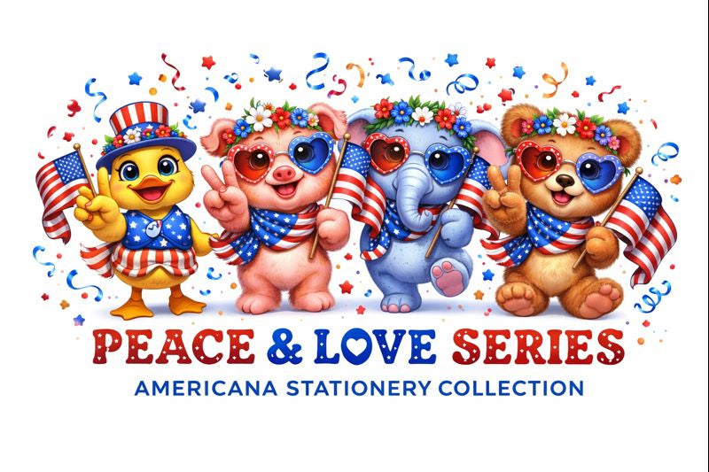 Featured image for Peace & Love Series – Americana Animal Stationery Collection collection