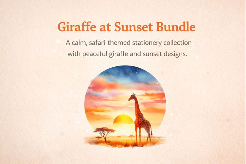 Featured image for Giraffe at Sunset Stationery Bundle | Safari-Inspired Paper Goods collection