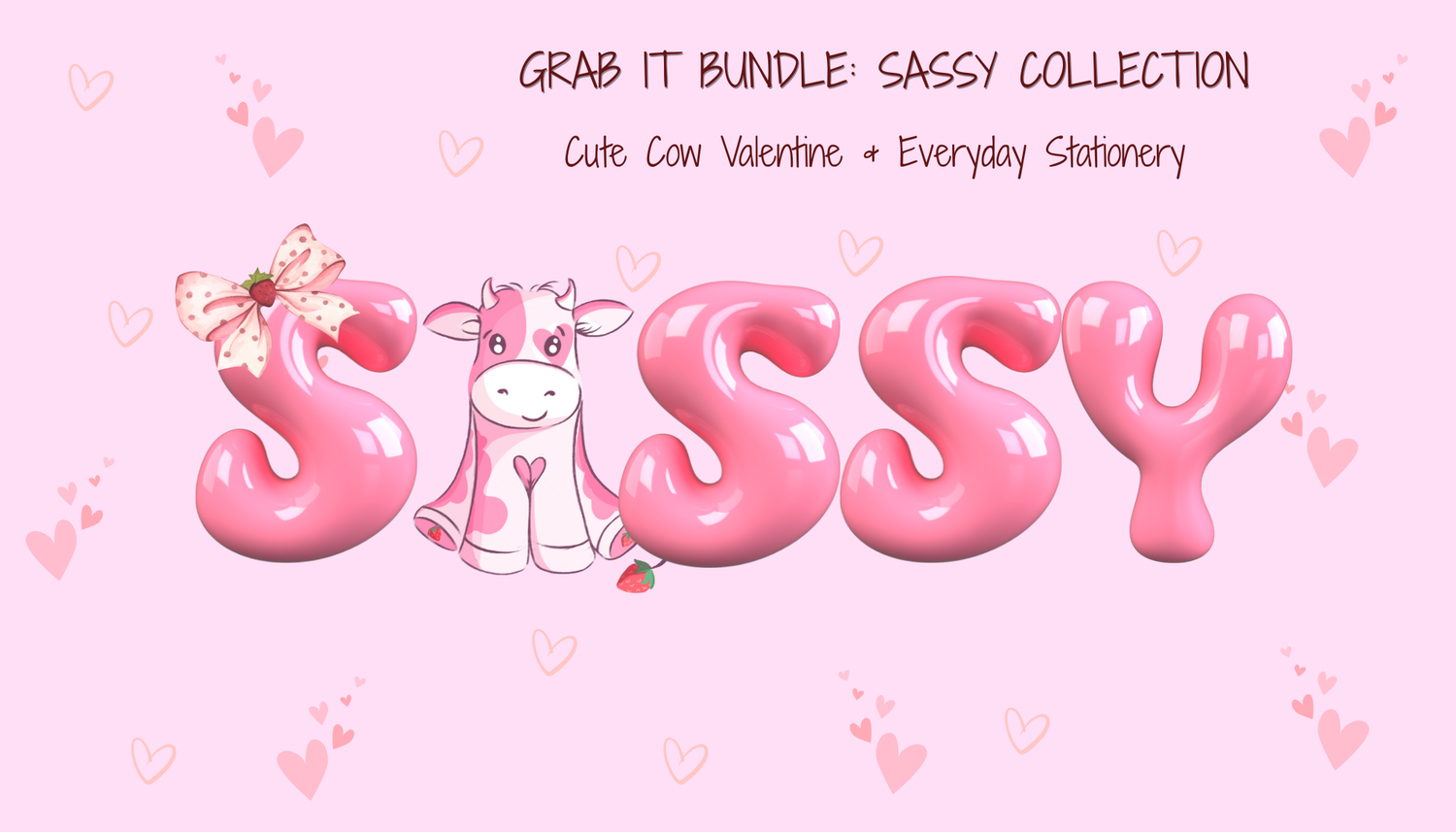 Featured image for Sassy Grab It Bundle | Cute Cow Valentine Stationery Set collection