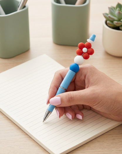Americana Beaded Pen | Patriotic Pen | Refillable Journal & Planner Accessory