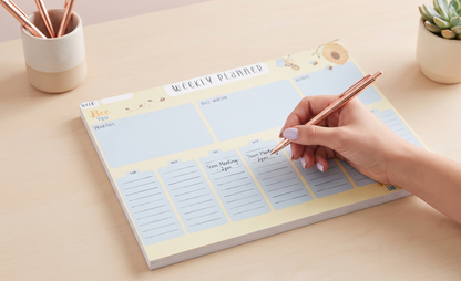 Bumble Dee Bee Weekly Planner Pad – Bright Bee-Themed Desk Planner