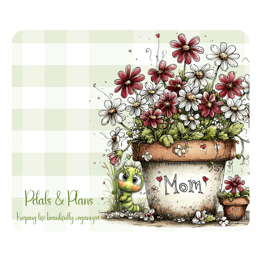 Floral Mom Magnet | Petals and Plans Collection Magnet Set | Daisy Gingham Fridge Magnet Gift