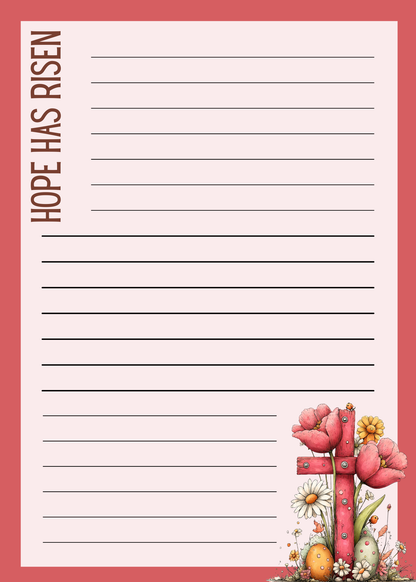 Grace Blooms Here Notepad Set | Christian Floral Cross Notepad 5x7 (40 Pages) | 6 Designs in One | Faith Stationery | Easter Gift