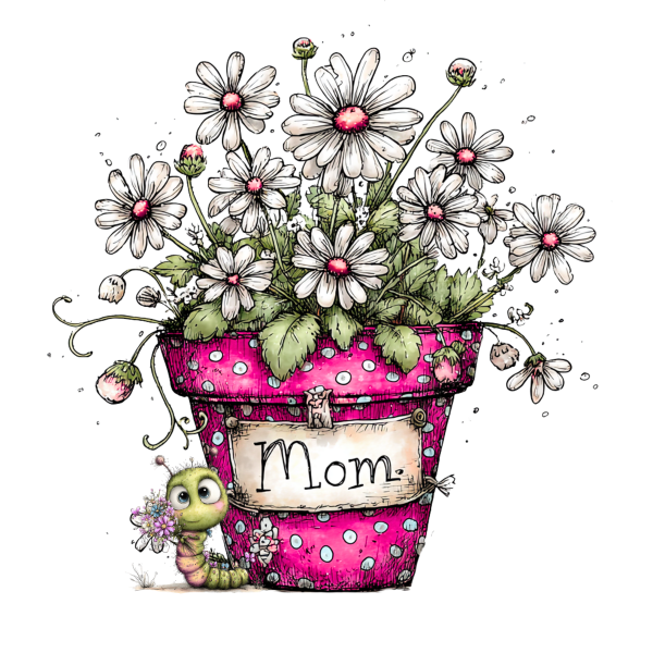 Pink Daisy Mom Sticker | Floral Cottagecore Sticker | Cute Waterproof Vinyl Sticker | Mother’s Day Gift