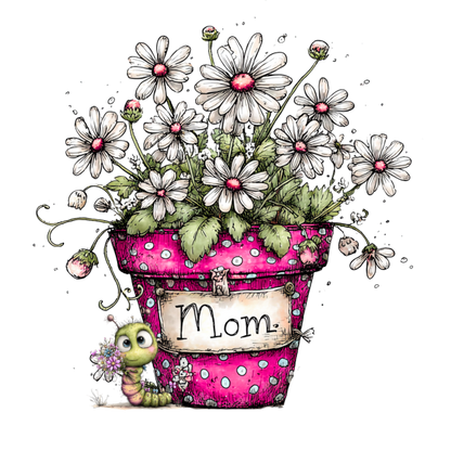 Pink Daisy Mom Sticker | Floral Cottagecore Sticker | Cute Waterproof Vinyl Sticker | Mother’s Day Gift