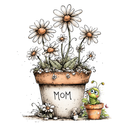 Neutral Daisy Mom Sticker | Floral Cottagecore Sticker | Cute Waterproof Vinyl Sticker | Mother’s Day Gift