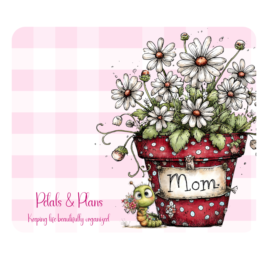 Floral Mom Magnet | Petals and Plans Collection Magnet Set | Daisy Gingham Fridge Magnet Gift