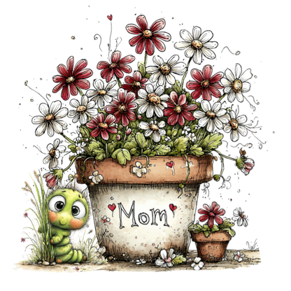Red and White Daisy Mom Sticker | Floral Cottagecore Sticker | Waterproof Vinyl Sticker | Mother’s Day Gift