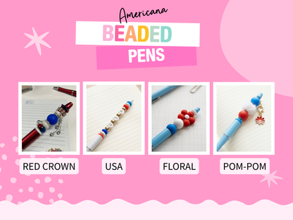 Americana Beaded Pen | Patriotic Pen | Refillable Journal & Planner Accessory
