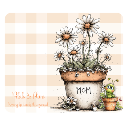 Floral Mom Magnet | Petals and Plans Collection Magnet Set | Daisy Gingham Fridge Magnet Gift