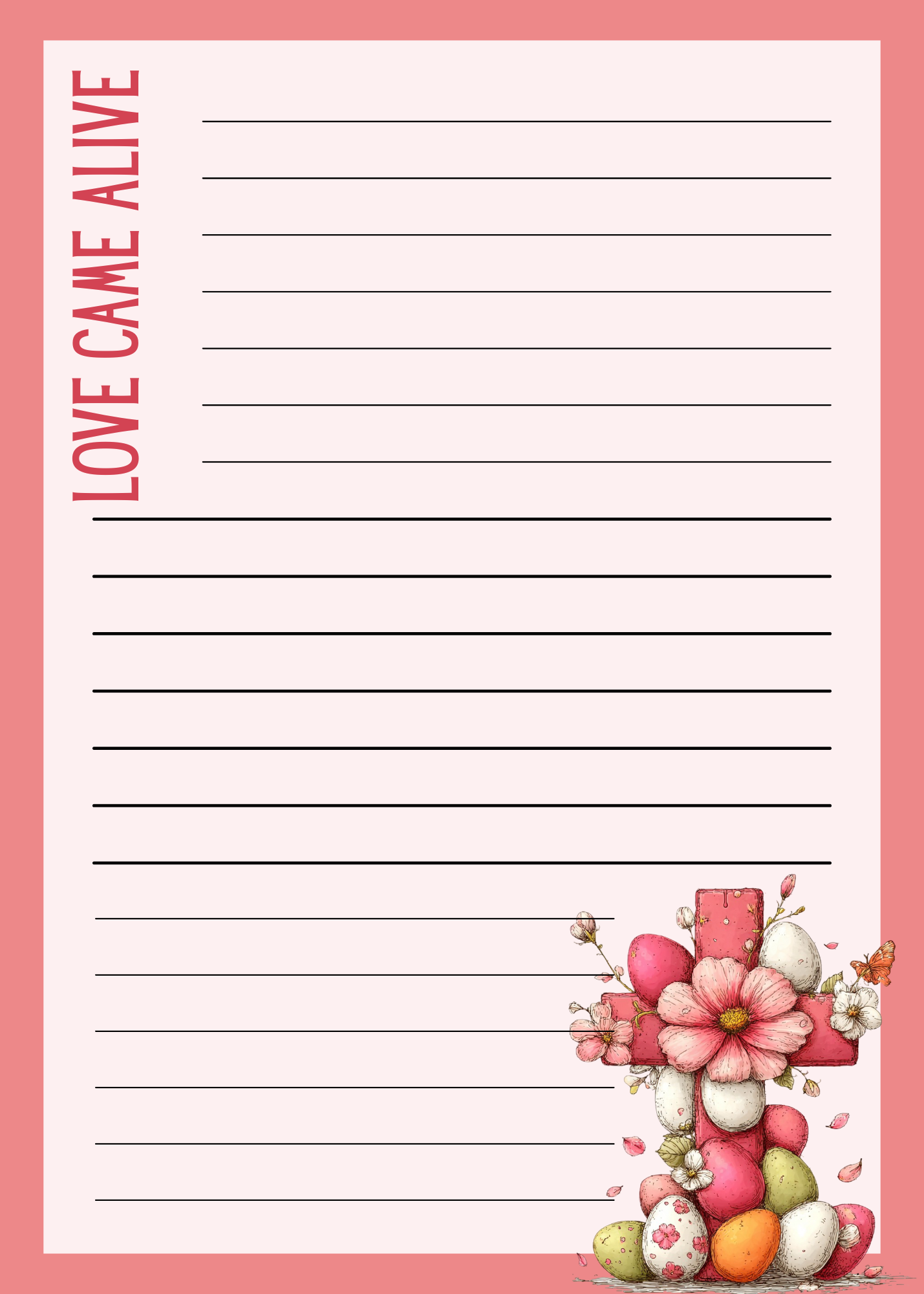 Grace Blooms Here Notepad Set | Christian Floral Cross Notepad 5x7 (40 Pages) | 6 Designs in One | Faith Stationery | Easter Gift