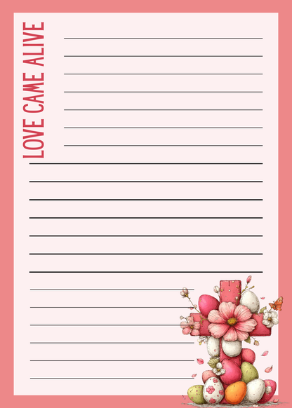 Grace Blooms Here Notepad Set | Christian Floral Cross Notepad 5x7 (40 Pages) | 6 Designs in One | Faith Stationery | Easter Gift