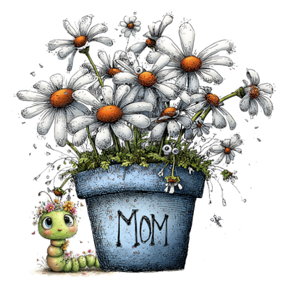 Blue Daisy Mom Sticker | Floral Cottagecore Sticker | Cute Waterproof Vinyl Sticker | Mother’s Day Gift