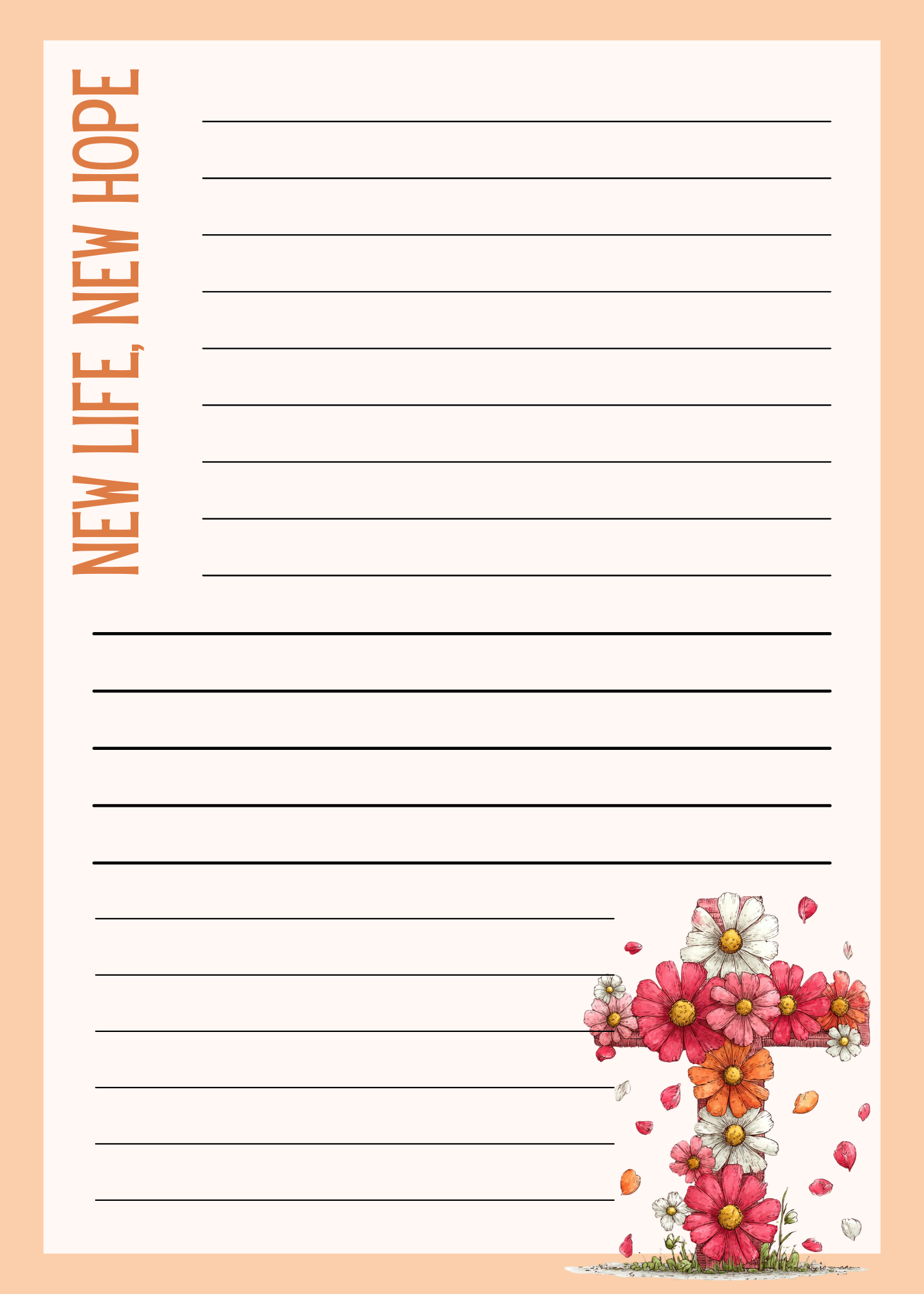 Grace Blooms Here Notepad Set | Christian Floral Cross Notepad 5x7 (40 Pages) | 6 Designs in One | Faith Stationery | Easter Gift