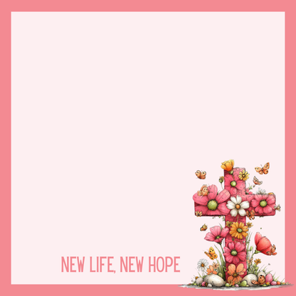 Grace Blooms Here Sticky Notes | Christian Floral Cross Sticky Note Pad | Rotating Faith Designs | 3x3 Inspirational Notes