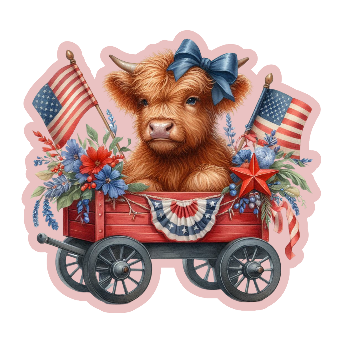 Wagon Full of Stars Calf Sticker – Cute Patriotic Design