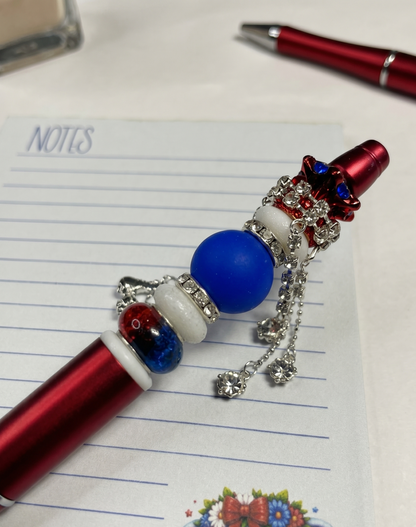 Americana Beaded Pen | Patriotic Pen | Refillable Journal & Planner Accessory
