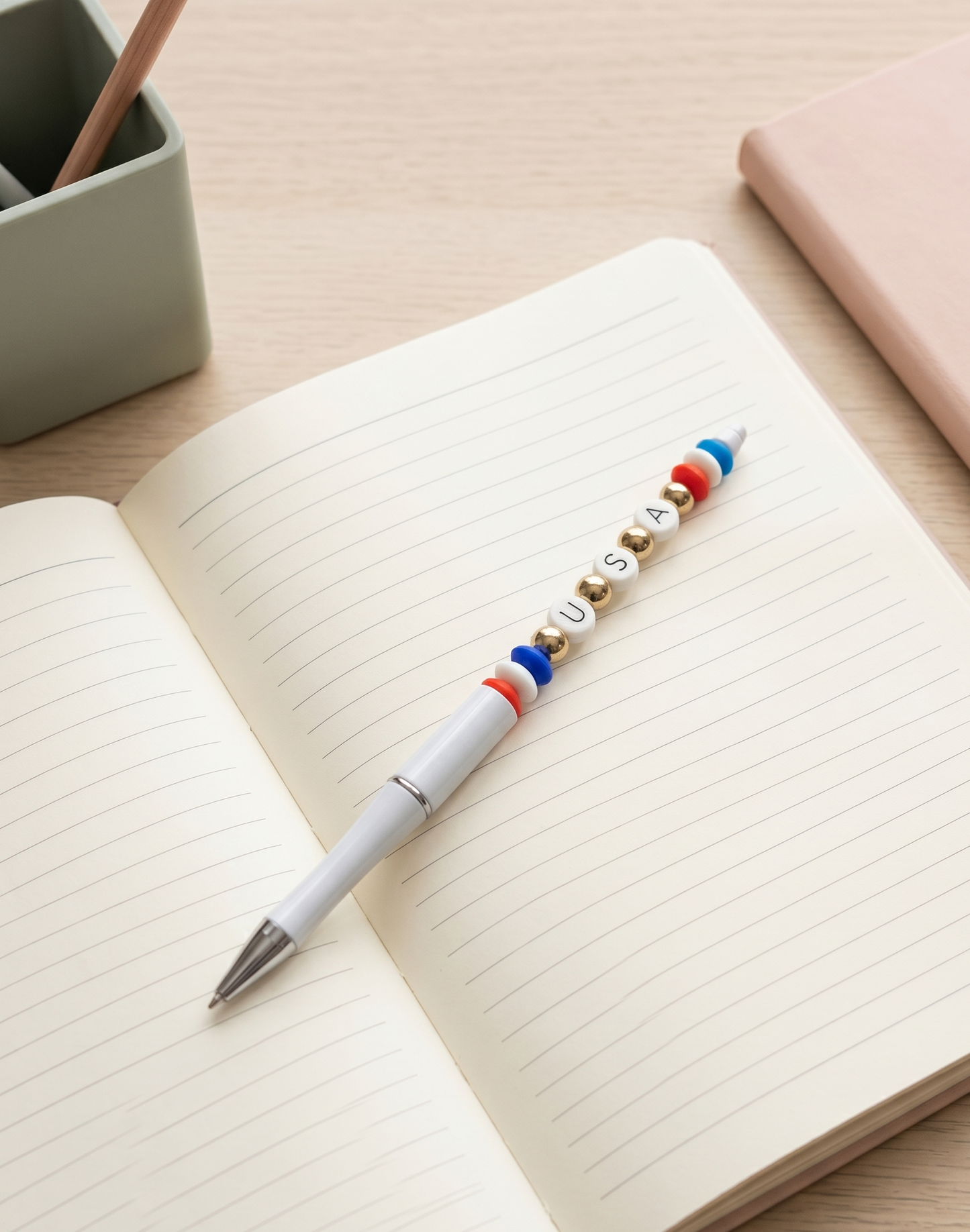 Americana Beaded Pen | Patriotic Pen | Refillable Journal & Planner Accessory