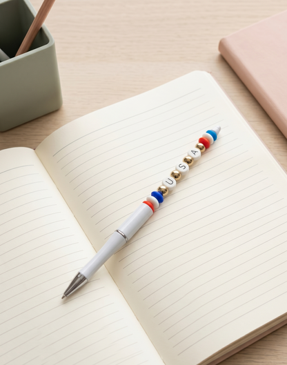 Americana Beaded Pen | Patriotic Pen | Refillable Journal & Planner Accessory