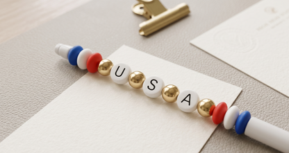 Americana Beaded Pen | Patriotic Pen | Refillable Journal & Planner Accessory