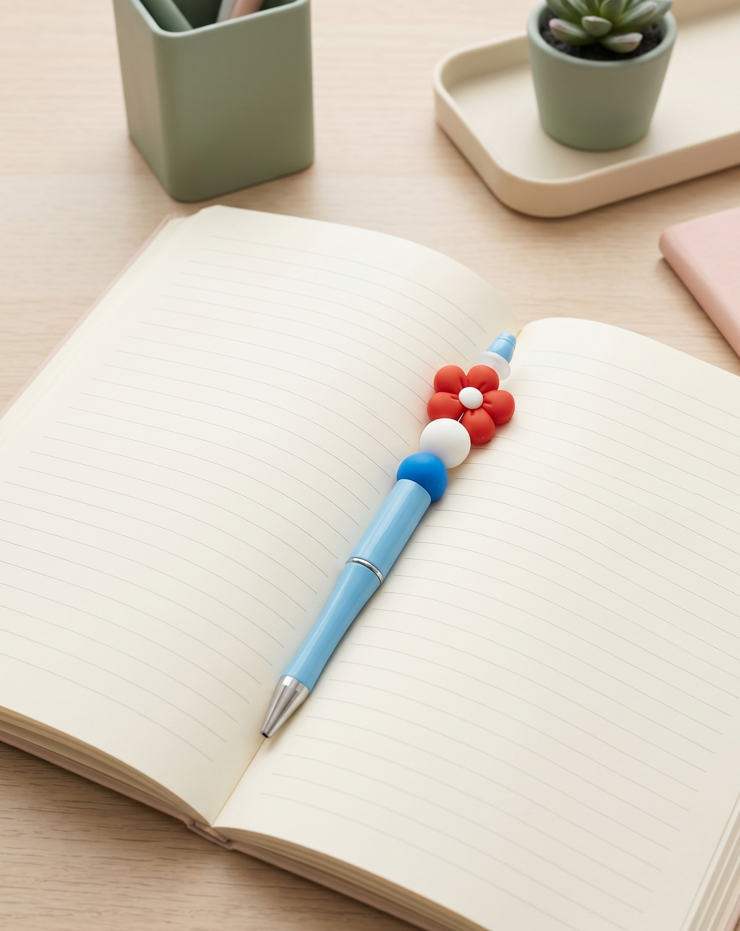 Americana Beaded Pen | Patriotic Pen | Refillable Journal & Planner Accessory