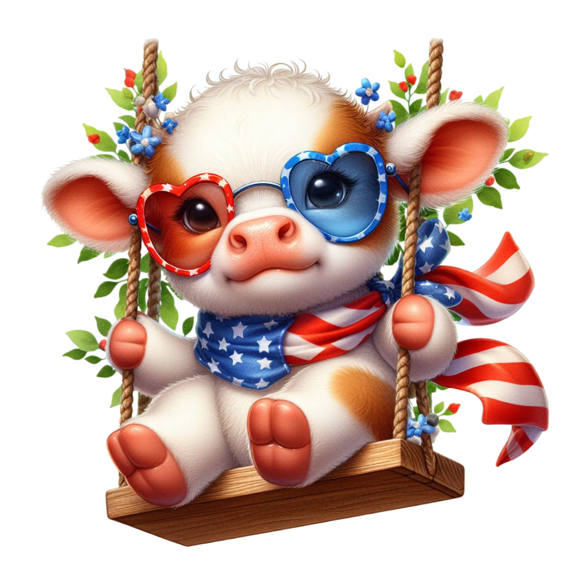 Swingin’ Stars Calf Sticker – Cute Patriotic Design