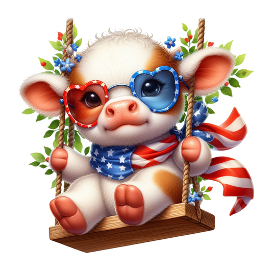 Swingin’ Stars Calf Sticker – Cute Patriotic Design
