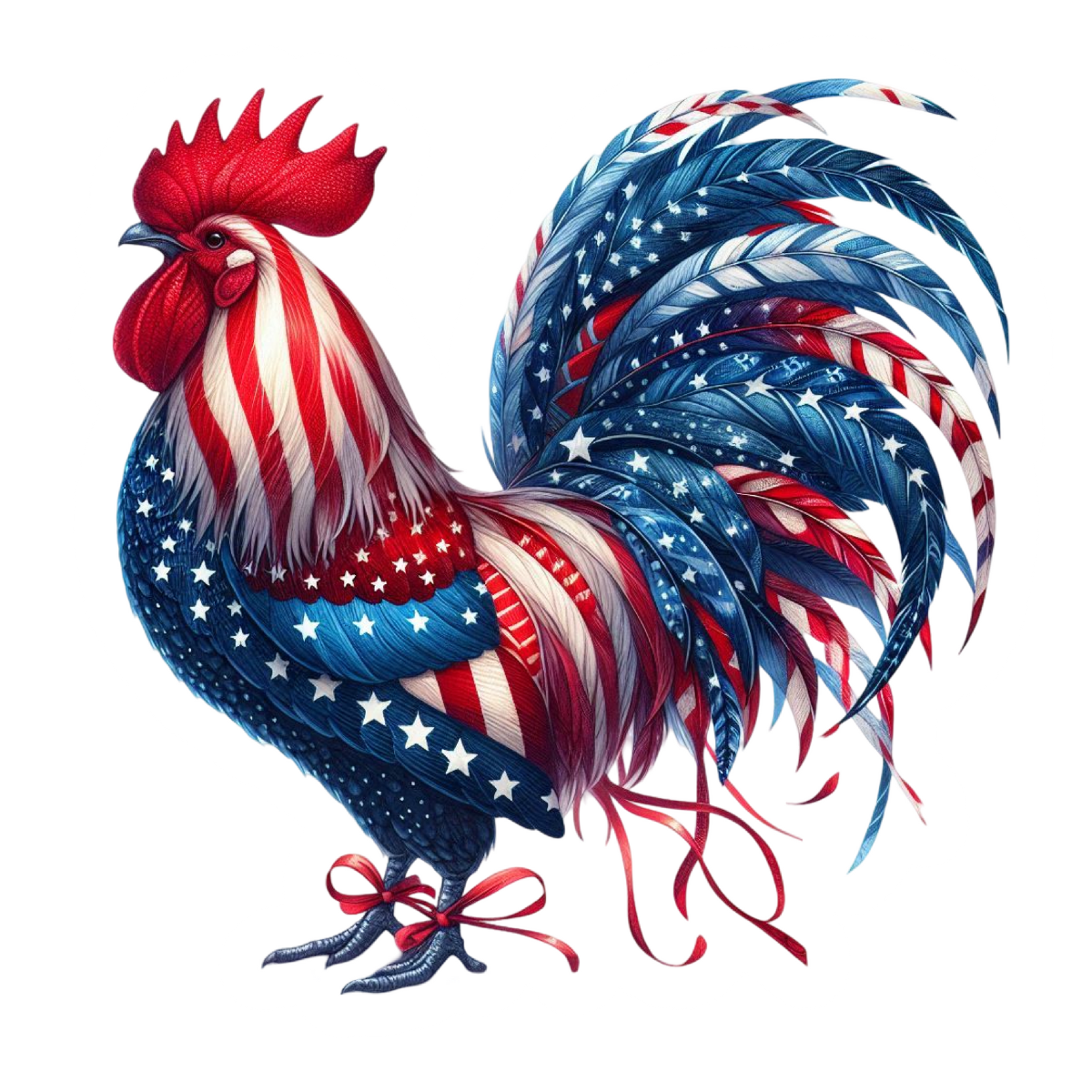 Americana Rooster Sticker – Patriotic Farm Animal Decor