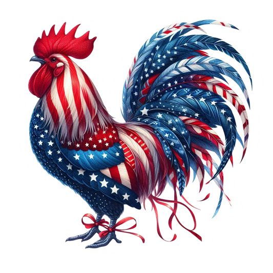Americana Rooster Sticker – Patriotic Farm Animal Decor