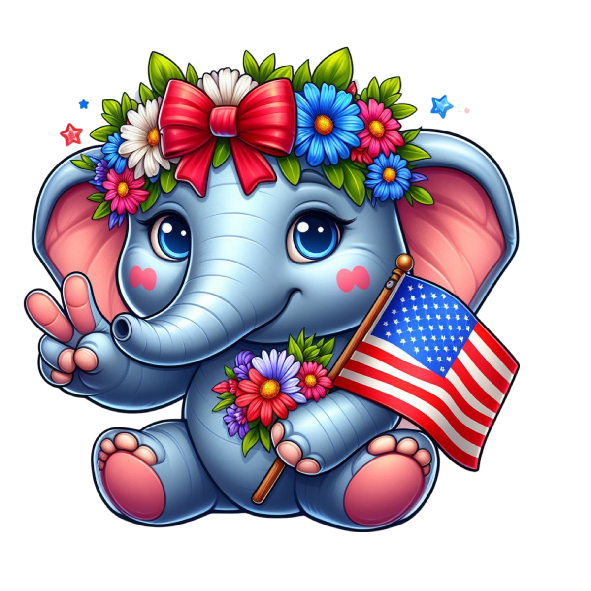 Peace, Love & Unity Elephant Sticker – Cute Patriotic Design