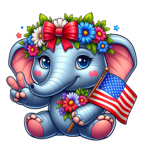 Peace, Love & Unity Elephant Sticker – Cute Patriotic Design