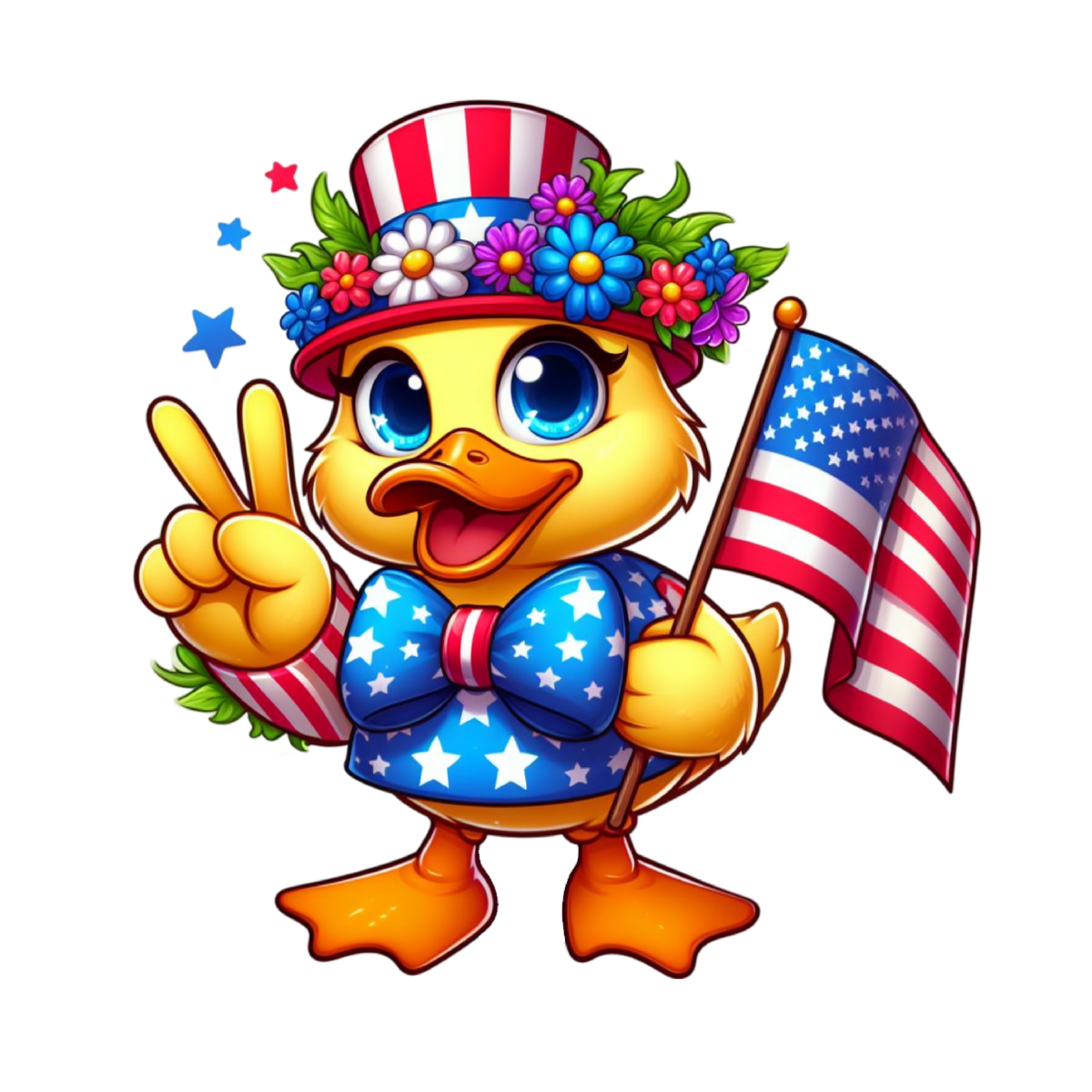 Peace, Love & Liberty Duck Sticker – Cute Patriotic Design