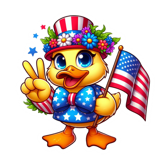 Peace, Love & Liberty Duck Sticker – Cute Patriotic Design