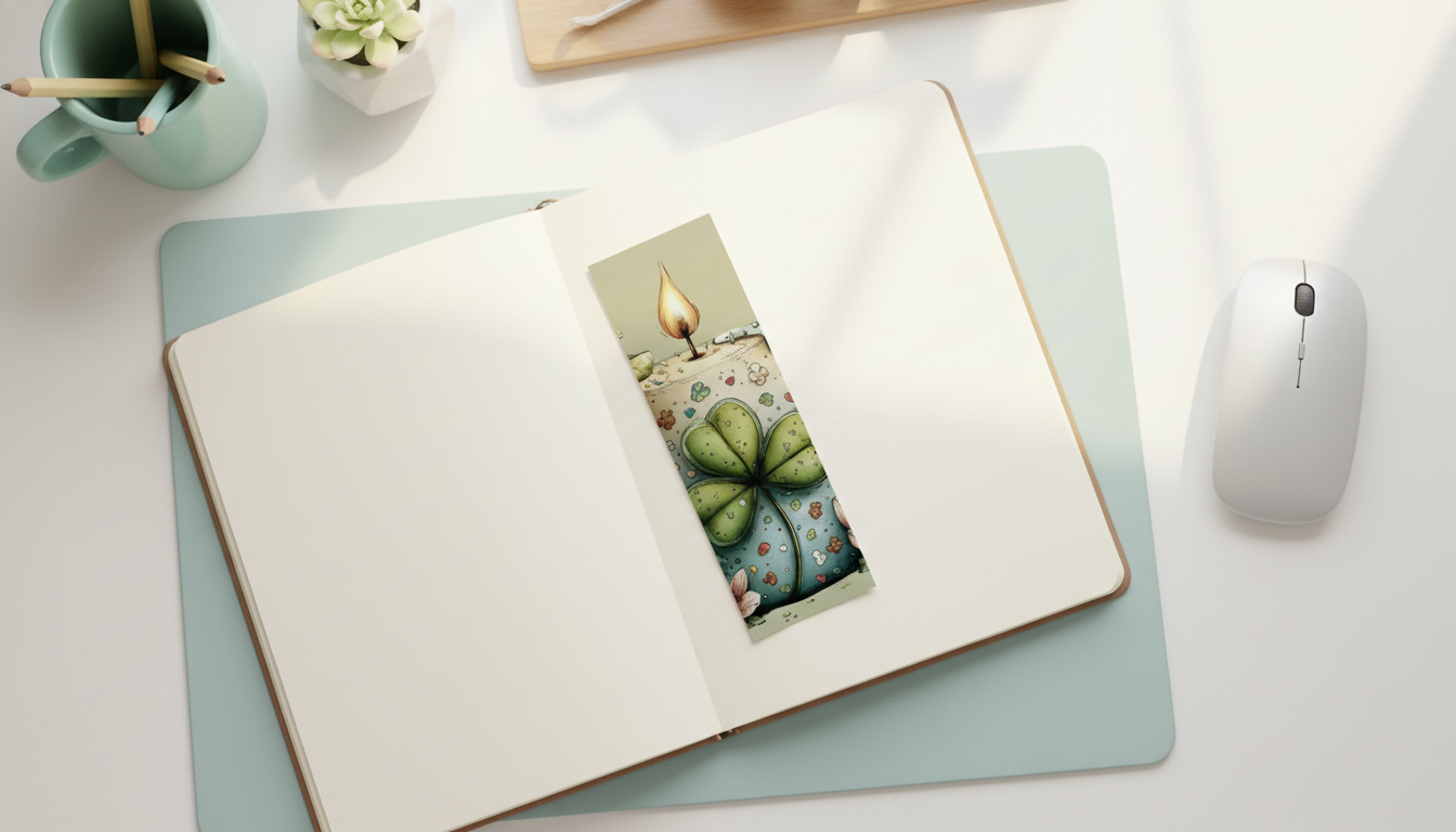 Shamrock Gold Lucky Clover Bookmark | 2x6 Double Sided St. Patrick’s Day Book Marker | Candle & Clover Reading Accessory