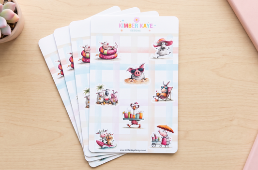 Beach Sticker Sheet | Cute Coastal Animal Vinyl Stickers | LIVIN' THE WILD LIFE