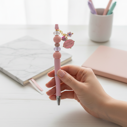 Prayer Warrior Beaded Pen | Faith Inspired Pink Pen | Christian Gift | Inspirational Pen