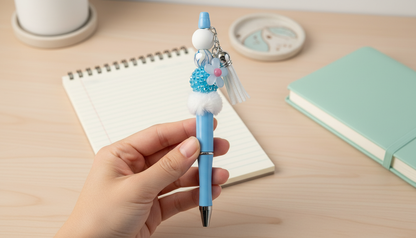 Blue Daisy Beaded Pen | Floral Charm Pen | Aesthetic Writing Pen | Cute Desk Accessories | Cottagecore Pen | Daisy Daydreams Collection
