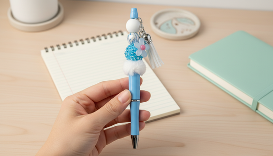 Blue Daisy Beaded Pen | Floral Charm Pen | Aesthetic Writing Pen | Cute Desk Accessories | Cottagecore Pen | Daisy Daydreams Collection